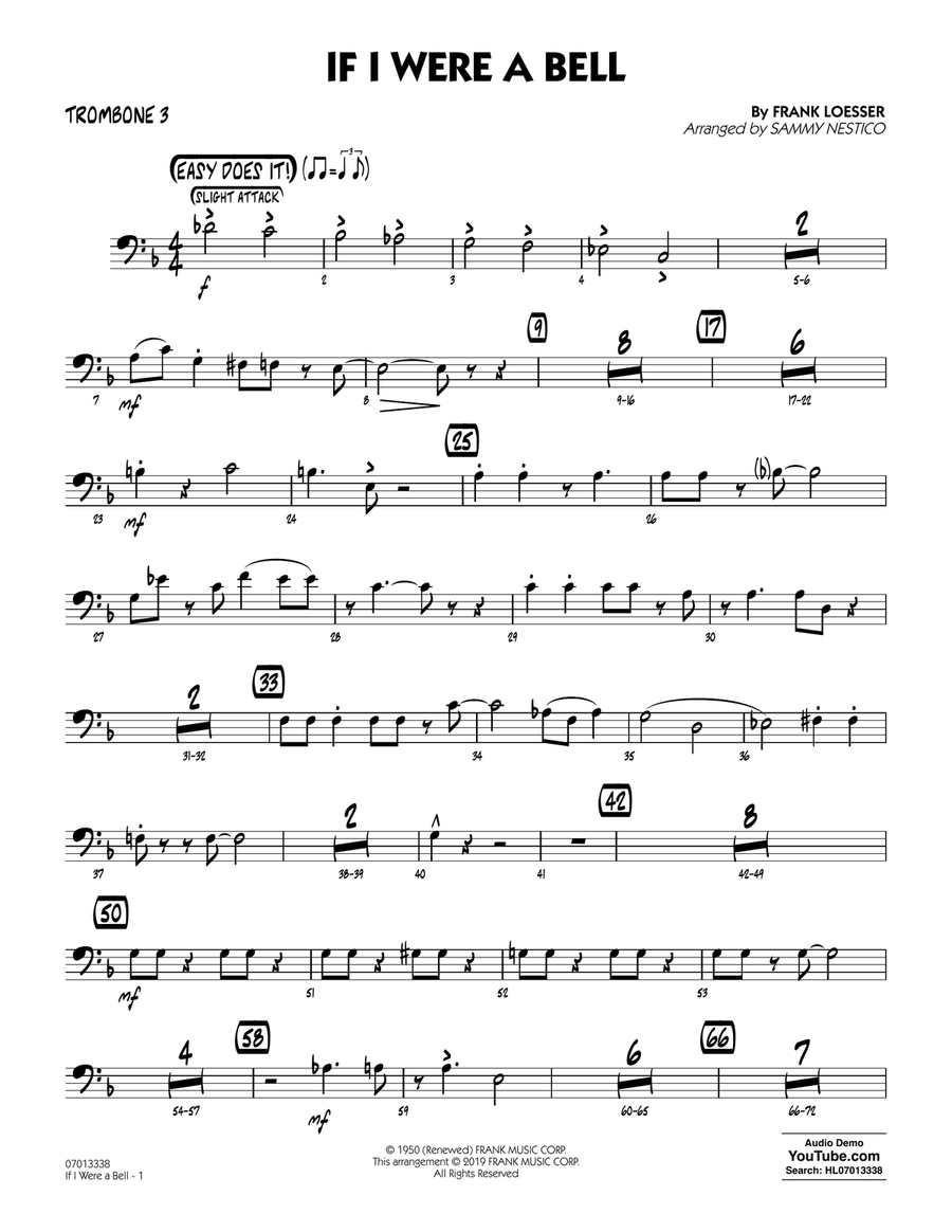 If I Were a Bell (arr. Sammy Nestico) - Trombone 3 Jazz Ensemble scores gallery preview page 1