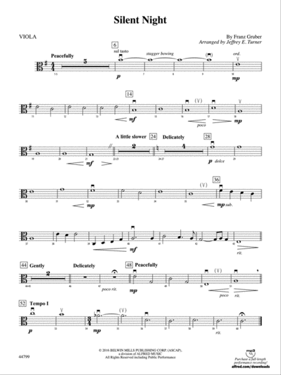 Silent Night: Viola String Orchestra scores gallery preview page 1