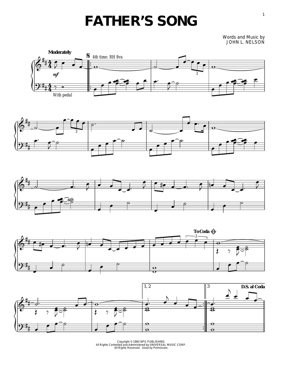 Father's Song Piano Solo scores gallery preview page 1