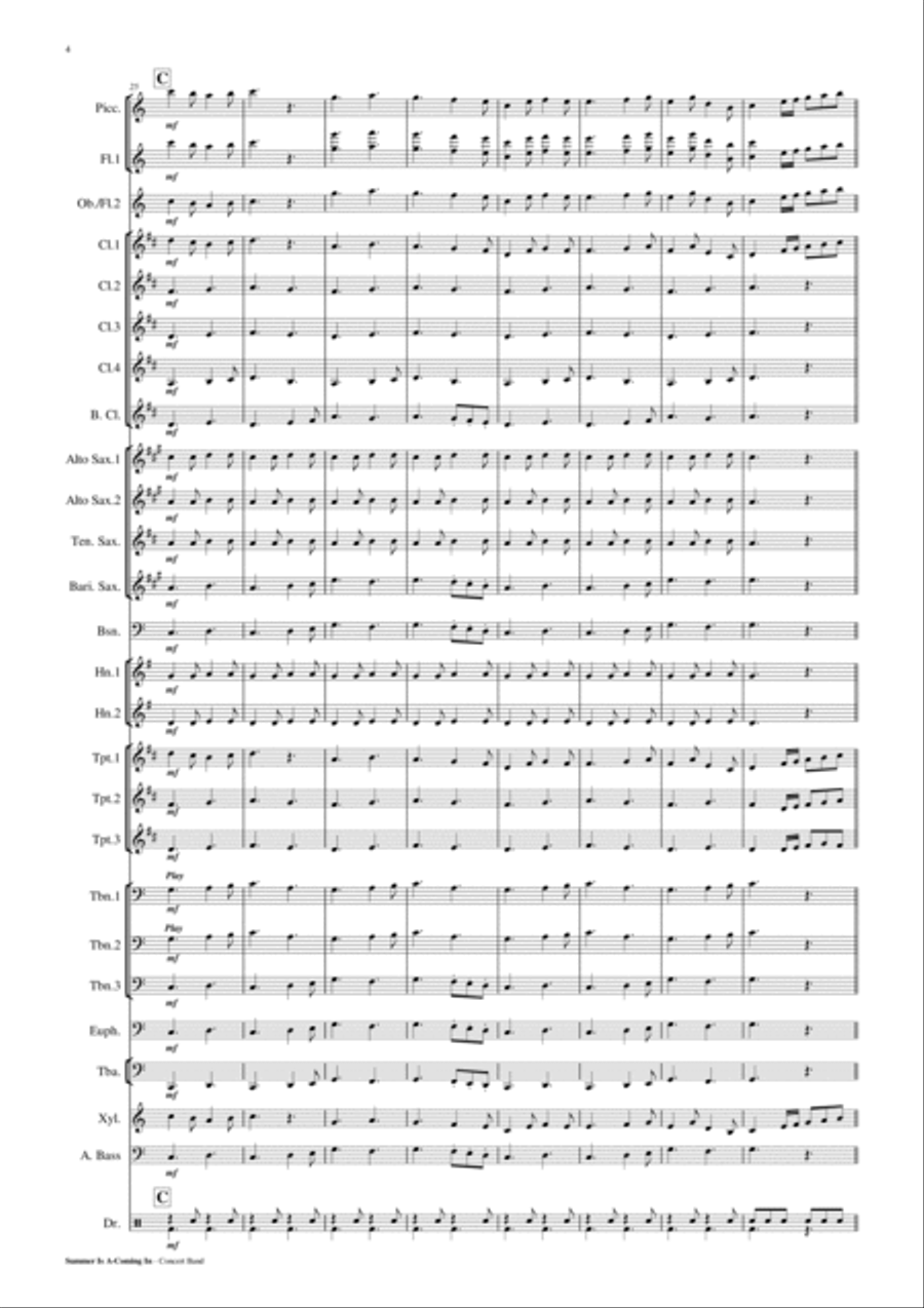Summer Is A-coming In - Concert Band Score and Parts PDF Concert Band scores gallery preview page 5