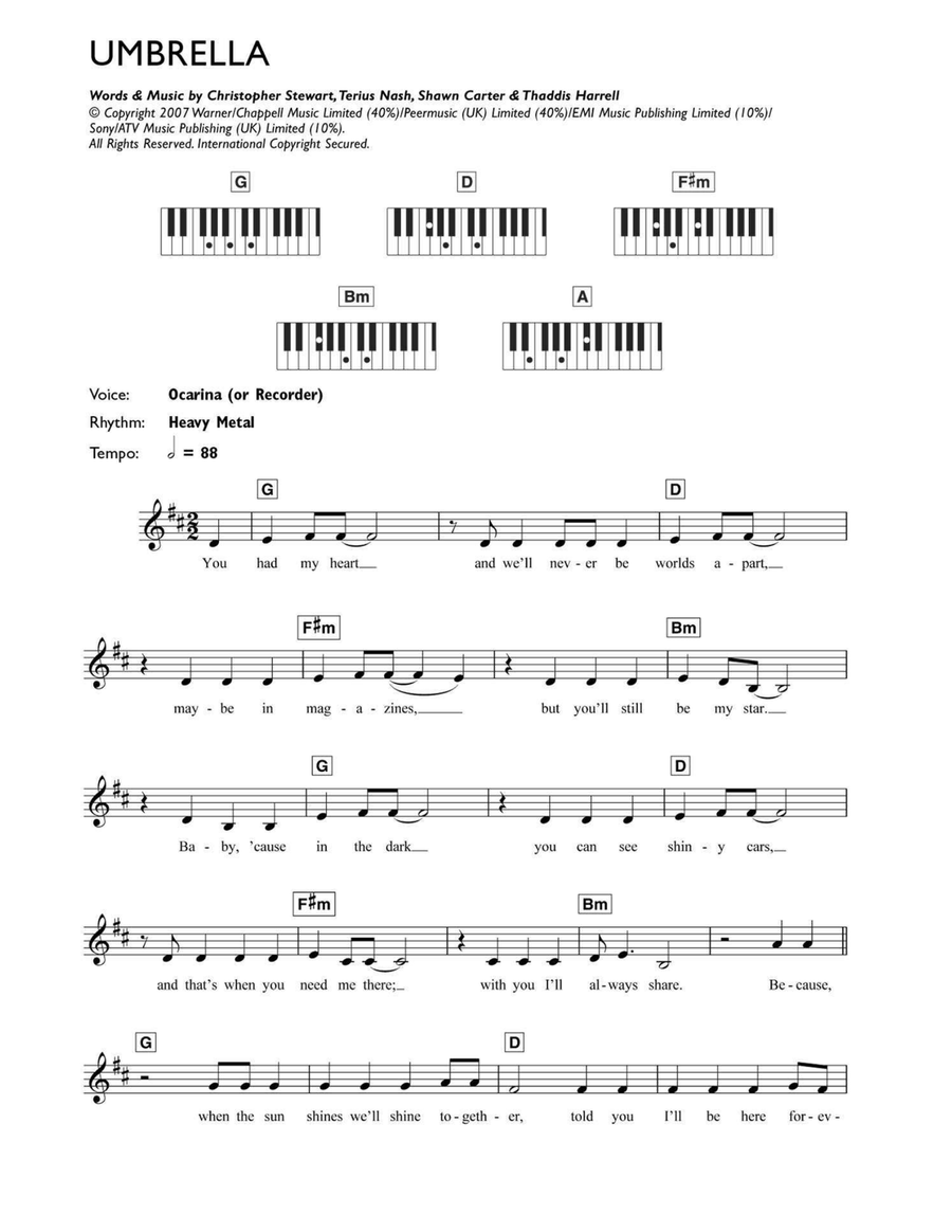 Umbrella Piano scores gallery preview page 1