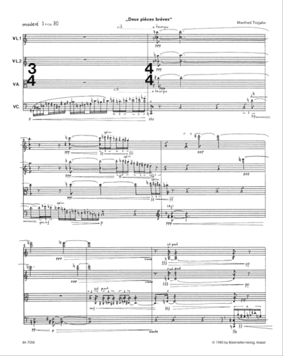 Deux pièces brèves für Streichquartett (1973) String Quartet scores gallery preview page 2