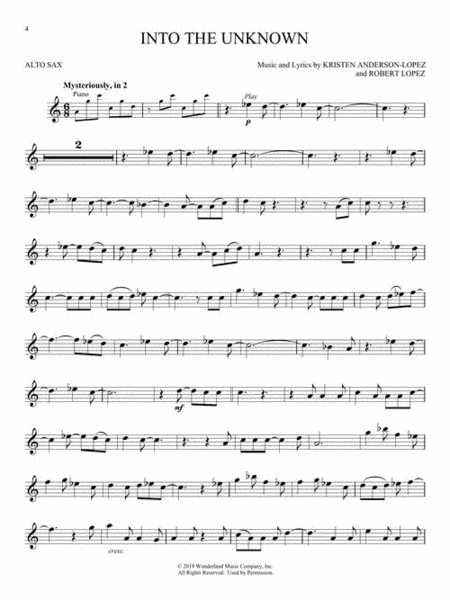Frozen 2 Alto Sax Play-Along image number null