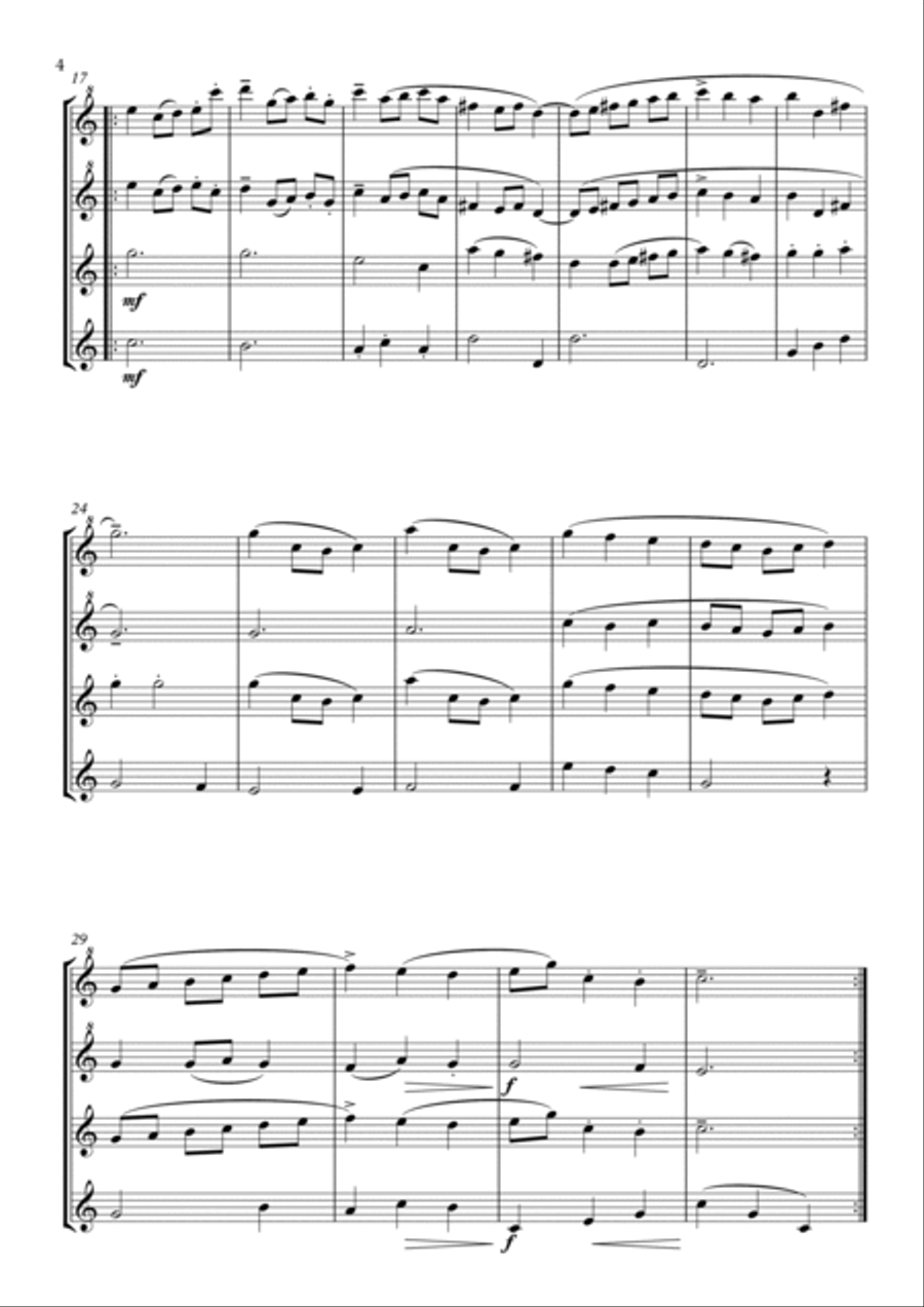 Six Classical Minuets for Recorder Quartet Recorder scores gallery preview page 4