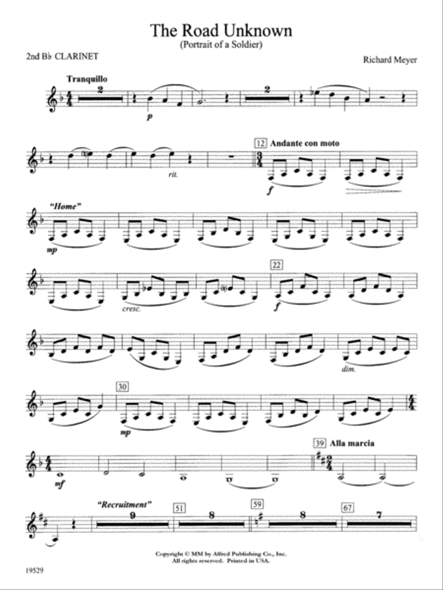The Road Unknown: 2nd B-flat Clarinet Concert Band scores gallery preview page 1