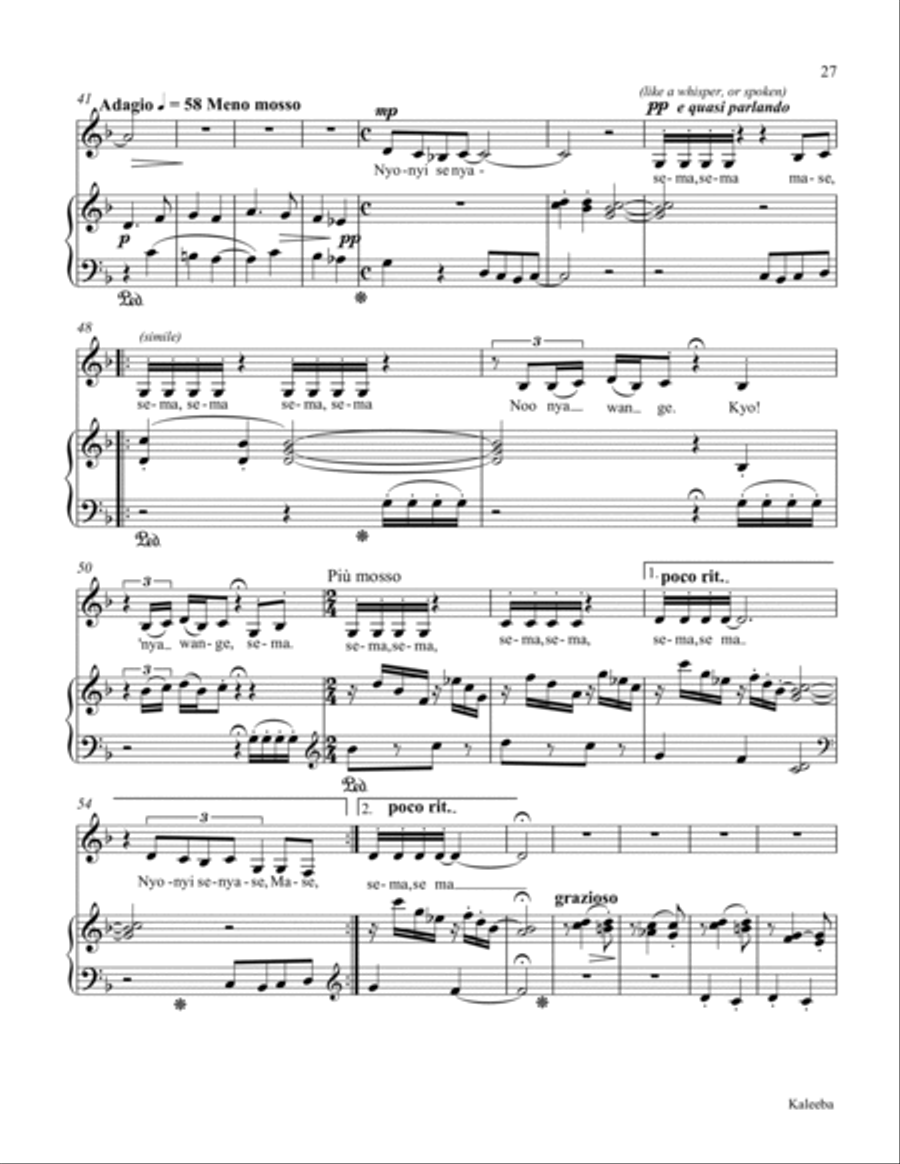 Twelve African Songs for Solo Voice and Piano - 6. KALEEBA (Look out!) SA scores gallery preview page 3