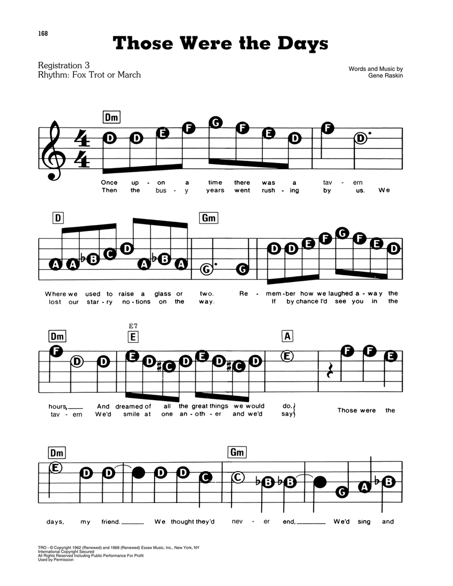 Those Were The Days Electronic Keyboard scores gallery preview page 1