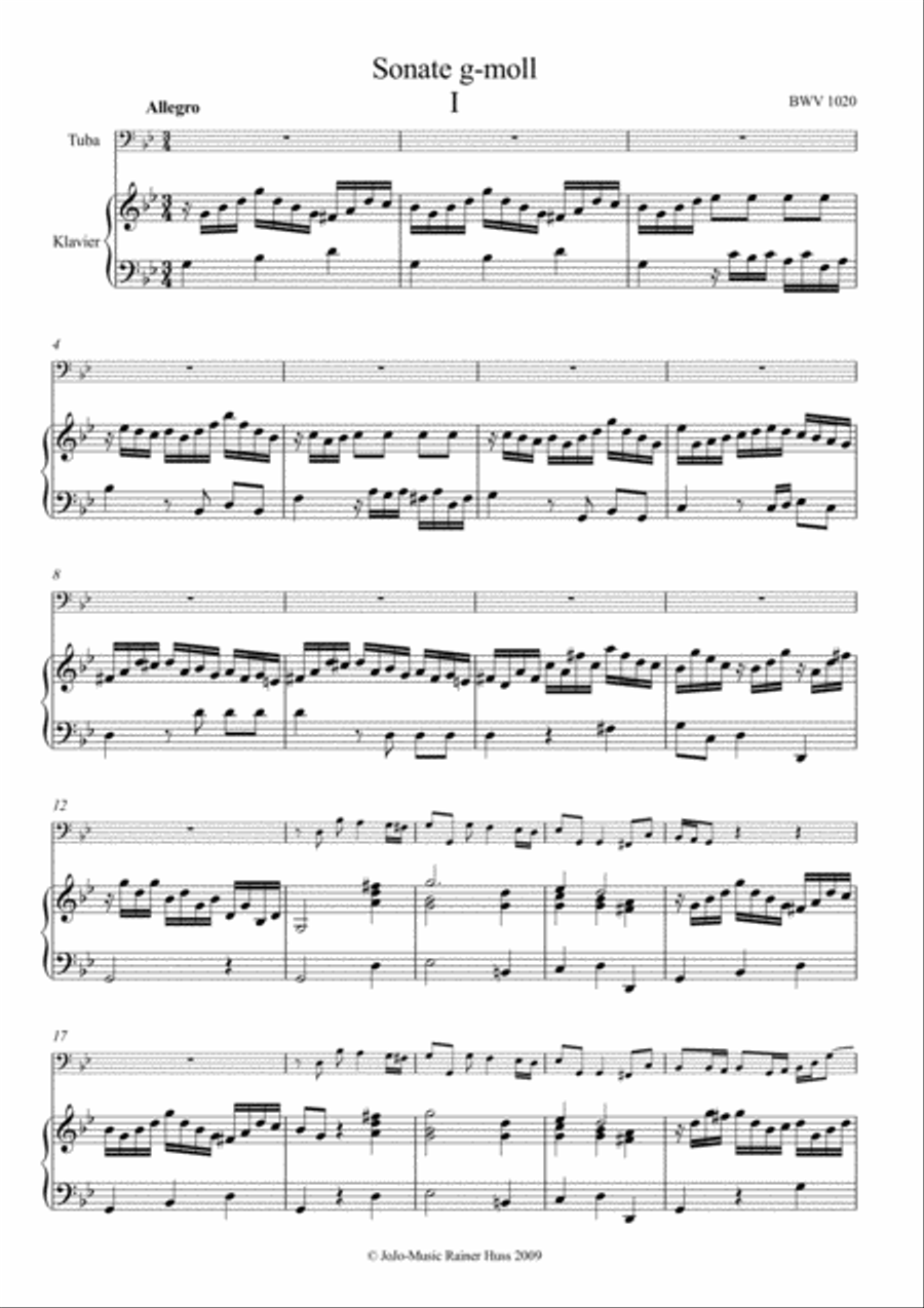 J.S.Bach Sonata in g, BWV 1020 J.S.Bach Sonata in g, BWV 1020 Small Ensemble scores gallery preview page 2