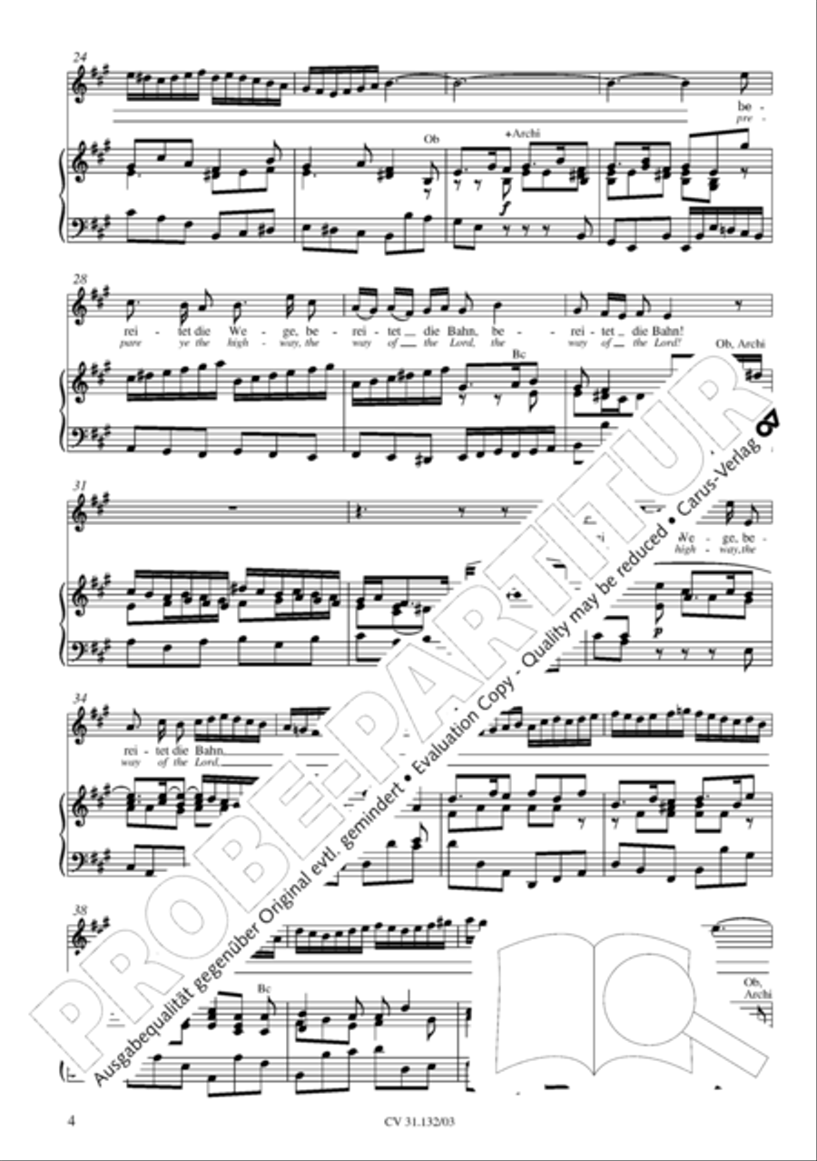 Prepare ye the highway of the Lord (Bereitet die Wege, bereitet die Bahn) 4-Part scores gallery preview page 5