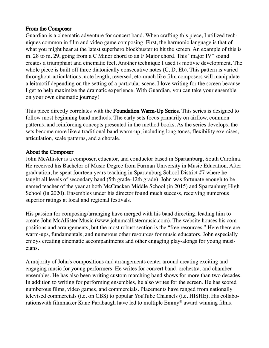 Guardian - for concert band Concert Band scores gallery preview page 3