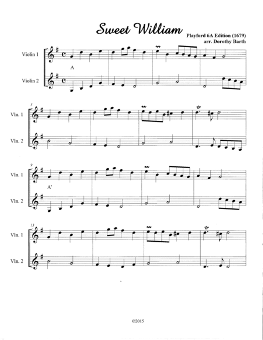 Romantic Playford: Sweet William String Duet scores gallery preview page 2