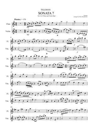 Book cover for Flute and Violin Duet by Teleman (Sonata 7, Presto 41:3)