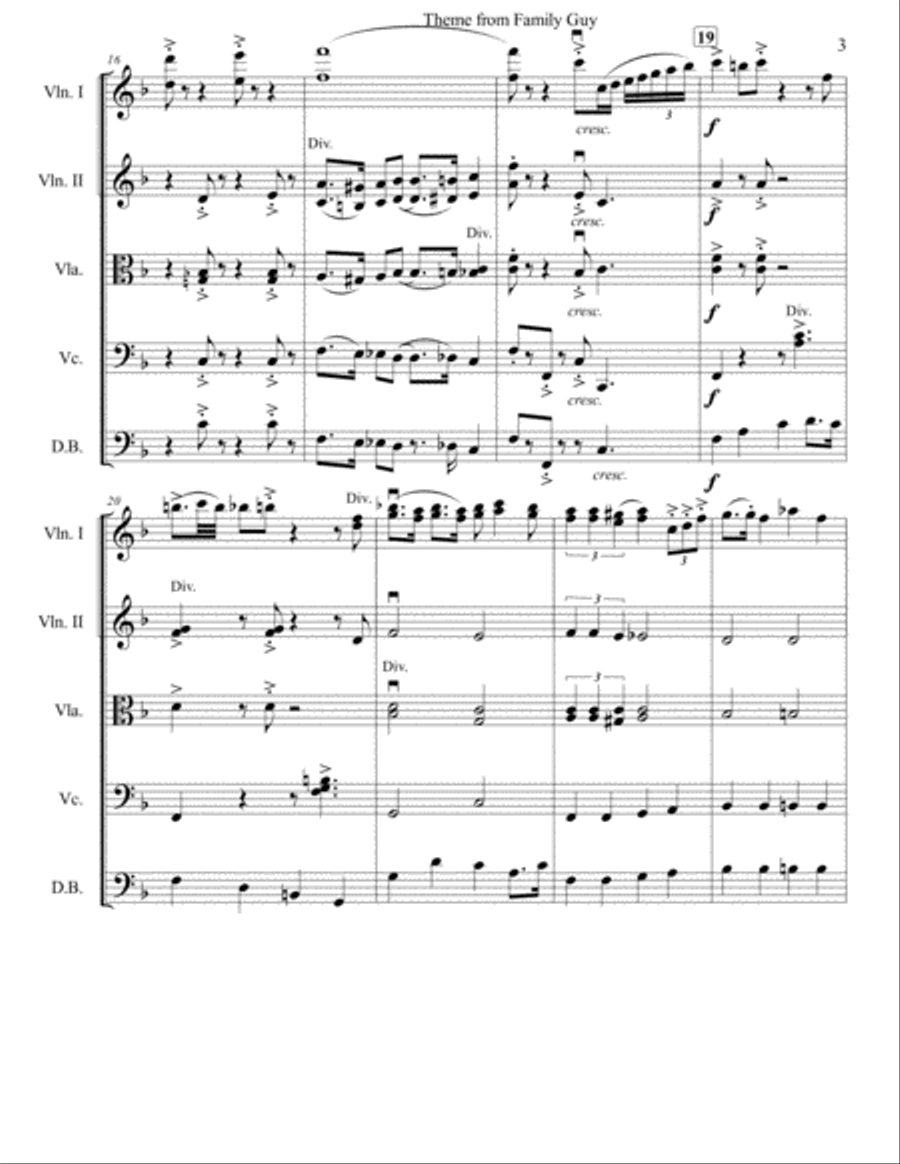 Theme From Family Guy String Orchestra scores gallery preview page 4