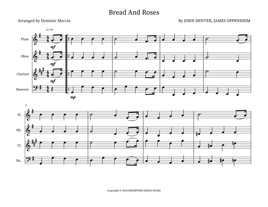 Bread And Roses Small Ensemble scores gallery preview page 1