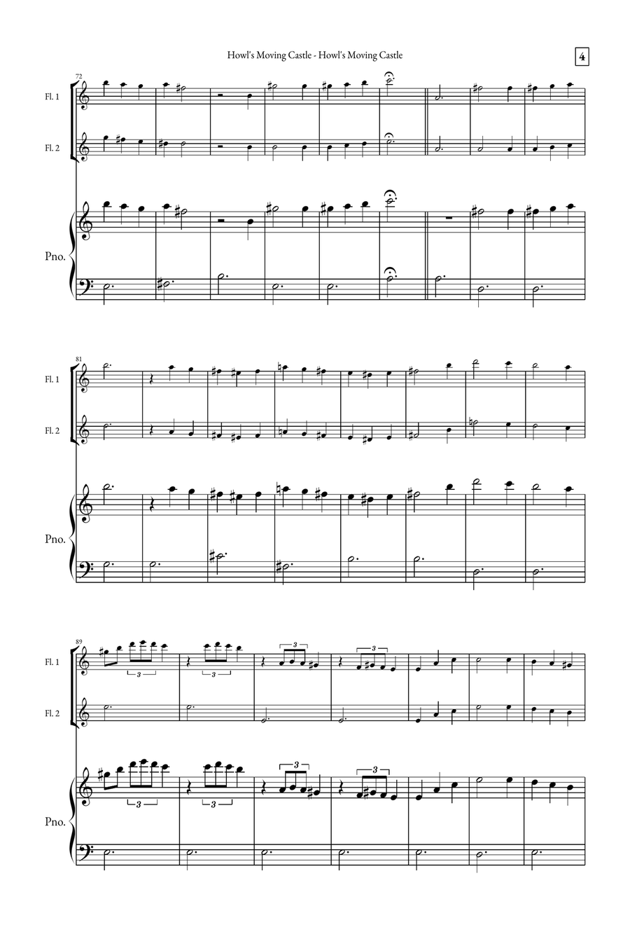 Howl's Moving Castle Howl's Moving Castle Woodwind Duet scores gallery preview page 4