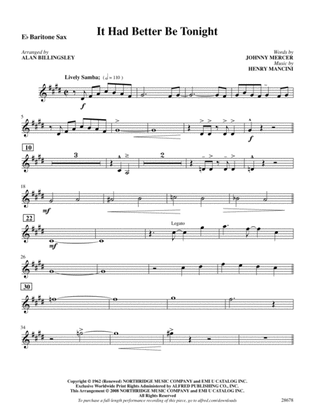 It Had Better Be Tonight (recorded by Michael Buble): E-flat Baritone Saxophone