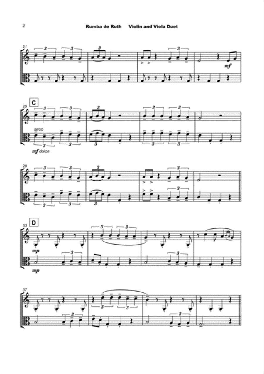 Rumba de Ruth, for Violin and Viola Duet String Duet scores gallery preview page 3