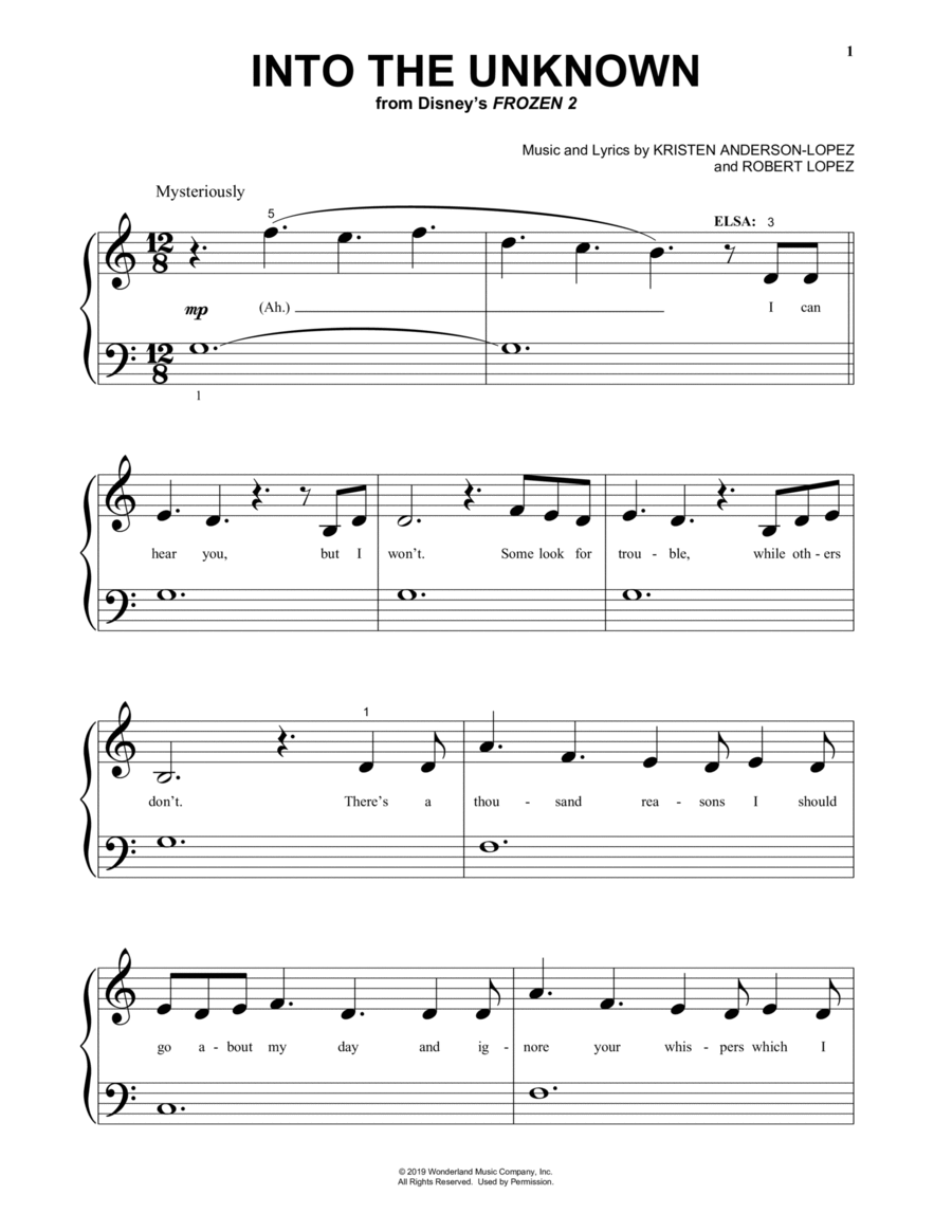 Into The Unknown (from Disney's Frozen 2) Piano Solo scores gallery preview page 1