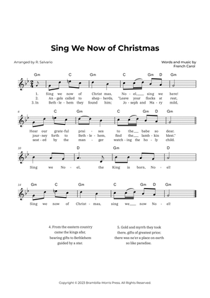 Sing We Now of Christmas (Key of G Minor)