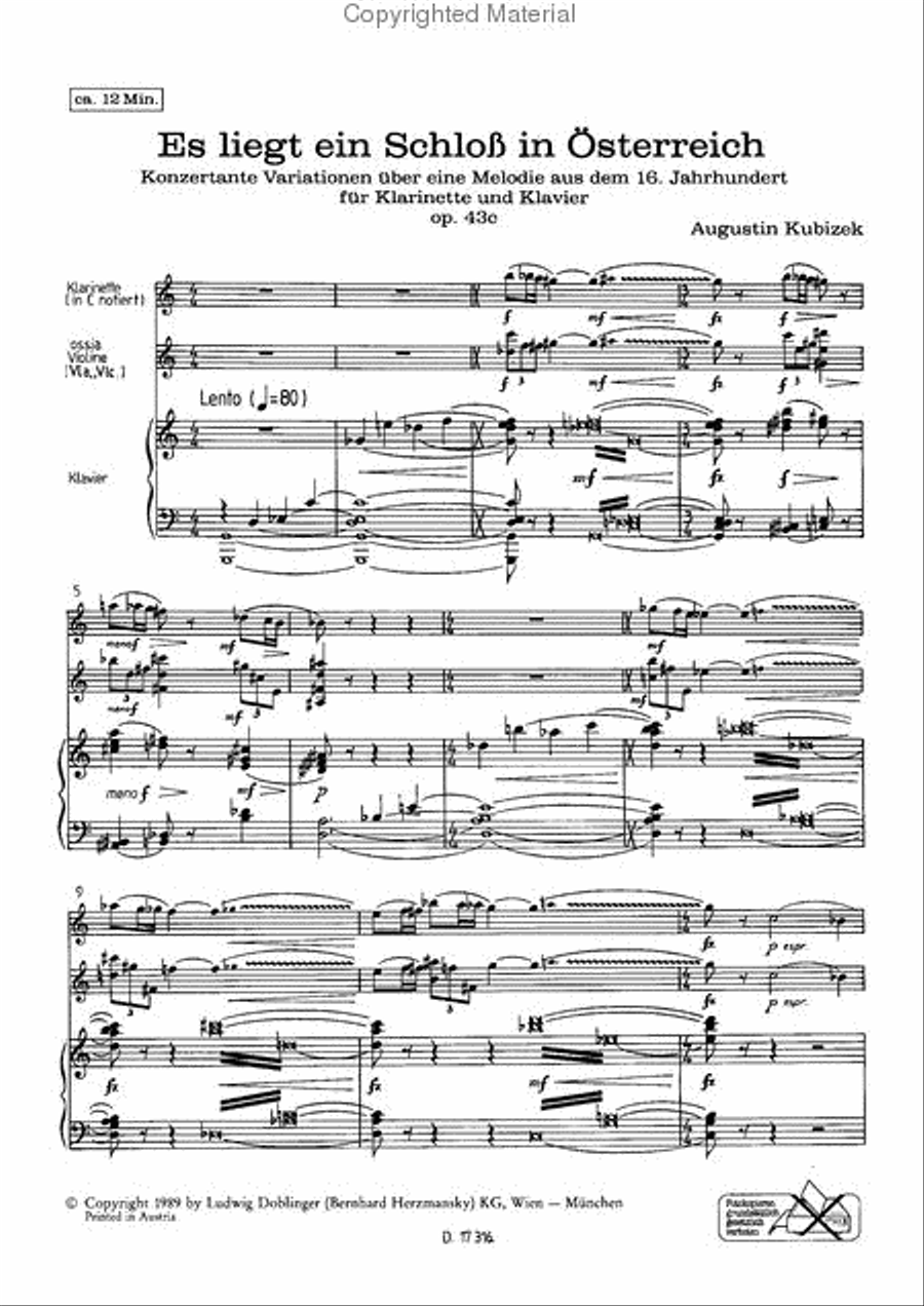 Es liegt ein Schloss in Osterreich Clarinet Solo scores gallery preview page 2