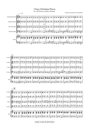 3 Easy Christmas Pieces for Recorder Quartet