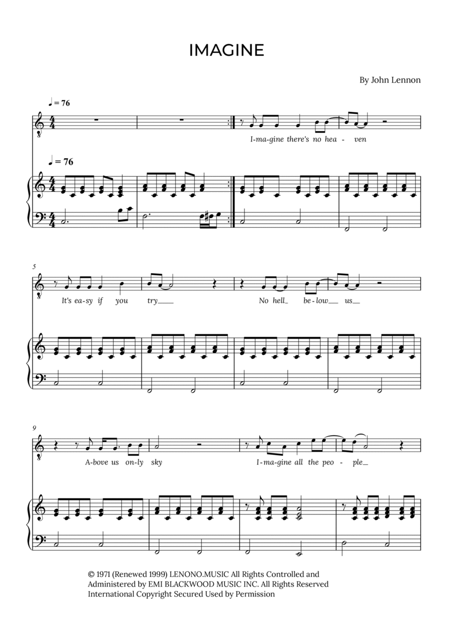 Imagine Imagine Tenor Voice scores gallery preview page 1