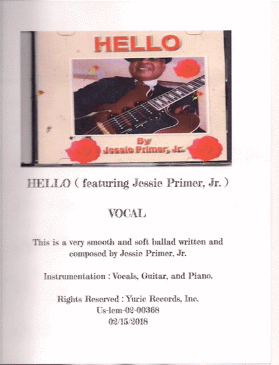 Hello Vocal ( featuring Jessie Primer, Jr. ) Piano, Vocal, Guitar scores gallery preview page 1