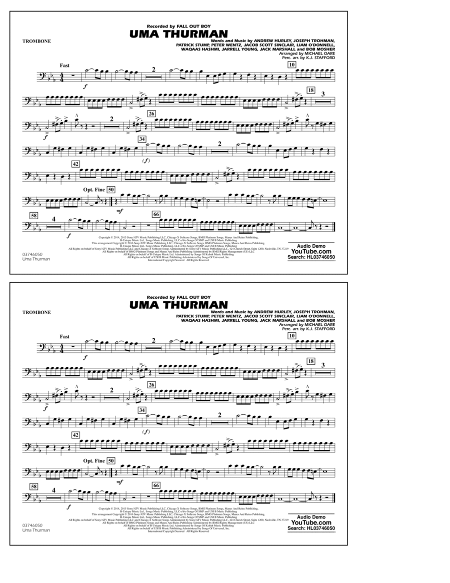 Uma Thurman - Trombone Trombone scores gallery preview page 1