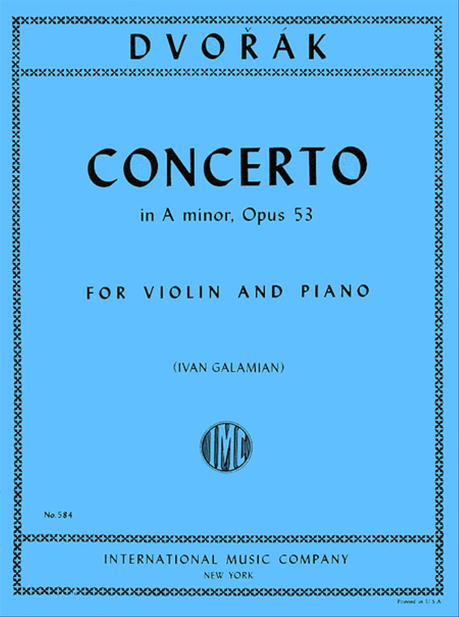 Concerto in A minor, Op. 53 by Antonin Dvorak Violin Solo - Sheet Music