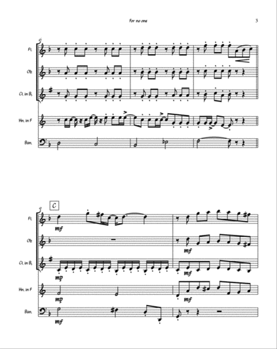 For No One Woodwind Quintet scores gallery preview page 3