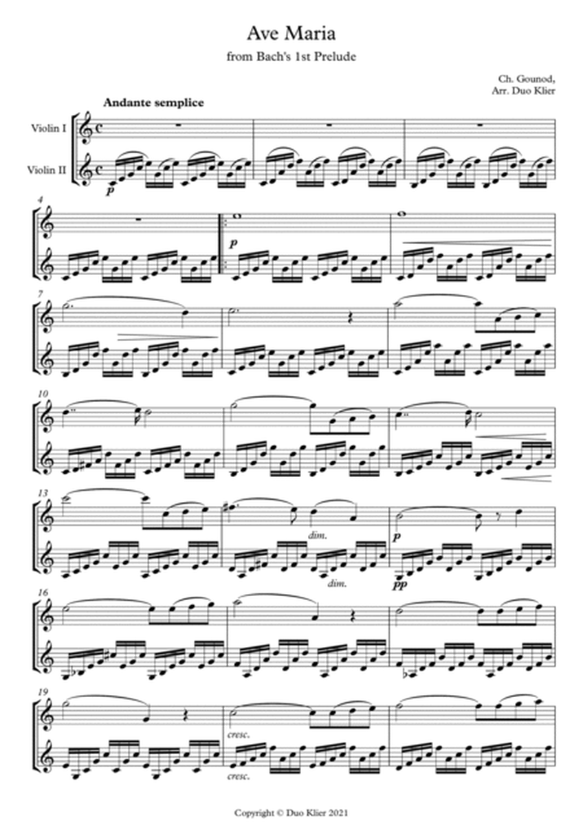 Gounod - Ave Maria - (Violin Duet)