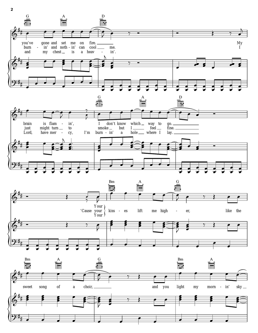 Burning Love Piano, Vocal, Guitar scores gallery preview page 2