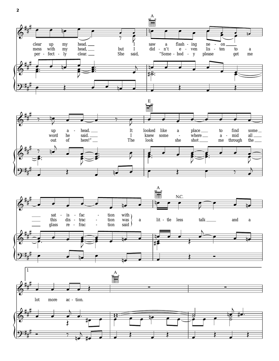 A Little Less Talk And A Lot More Action Piano, Vocal, Guitar scores gallery preview page 2