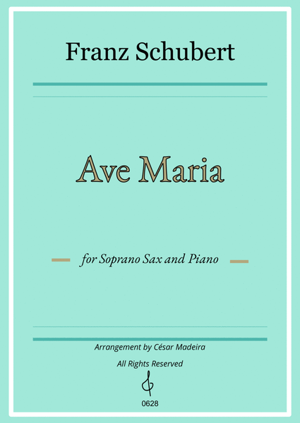 Ave Maria by Schubert - Soprano Sax and Piano (Full Score and Parts) image number null