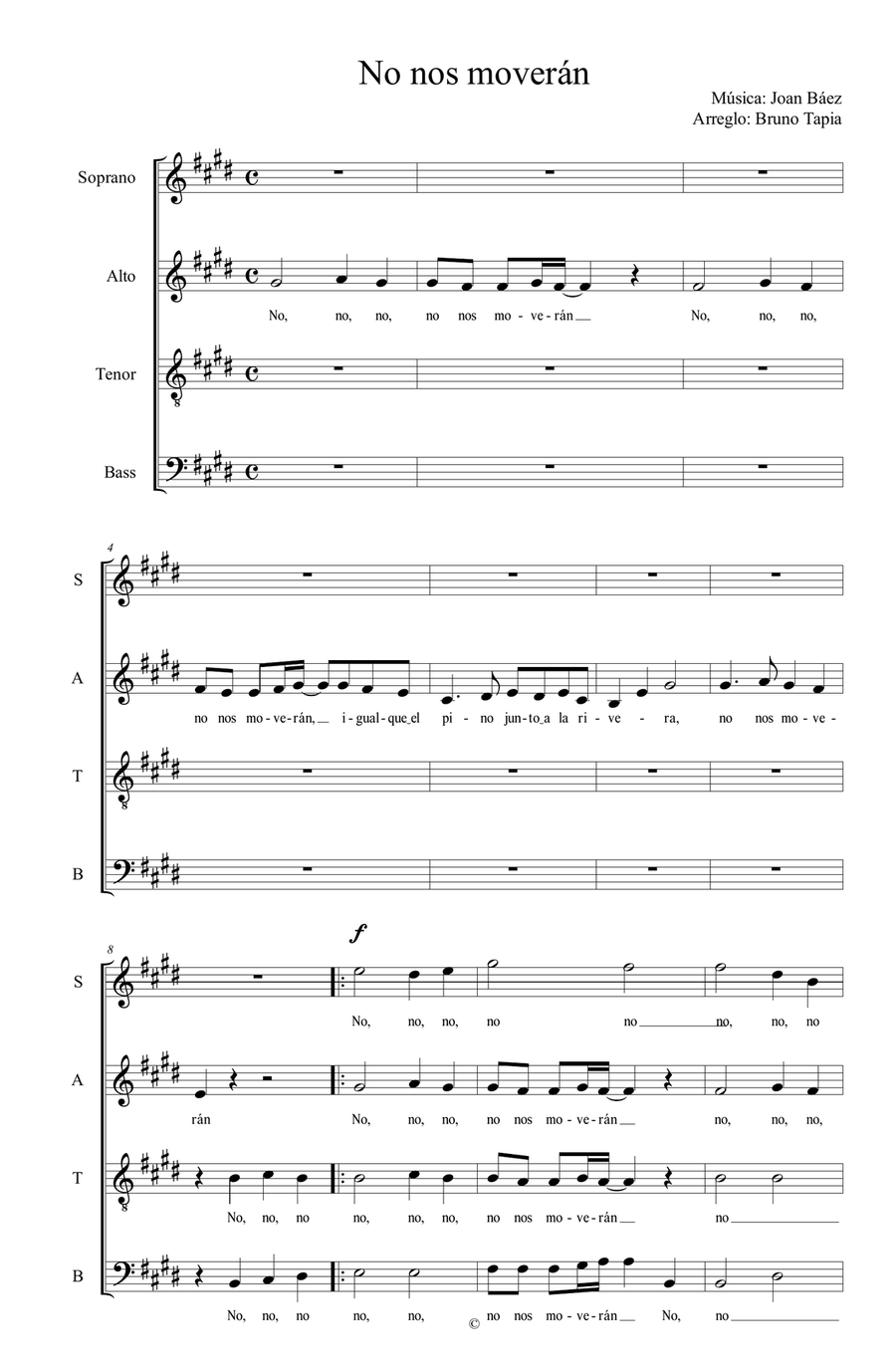 No nos moverán 4-Part scores gallery preview page 1