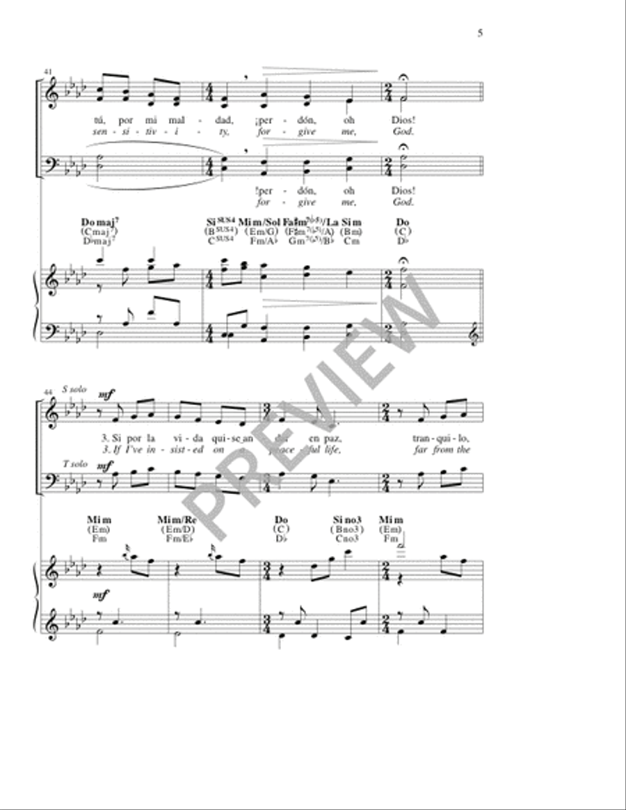 Si fui motivo de dolor/ If I Have Been the Source of Pain 4-Part scores gallery preview page 5