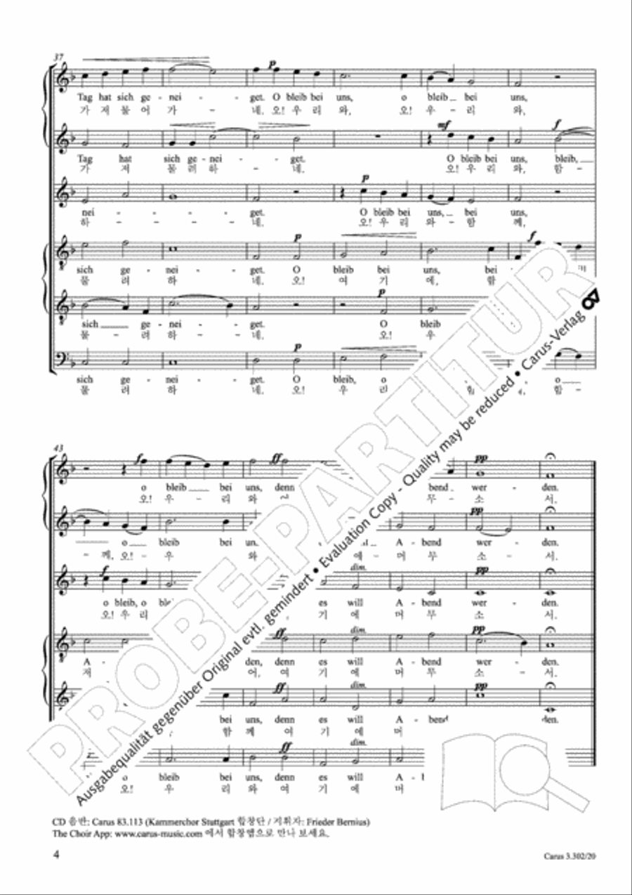 Rheinberger: Abendlied (koreanisch) Choir scores gallery preview page 5