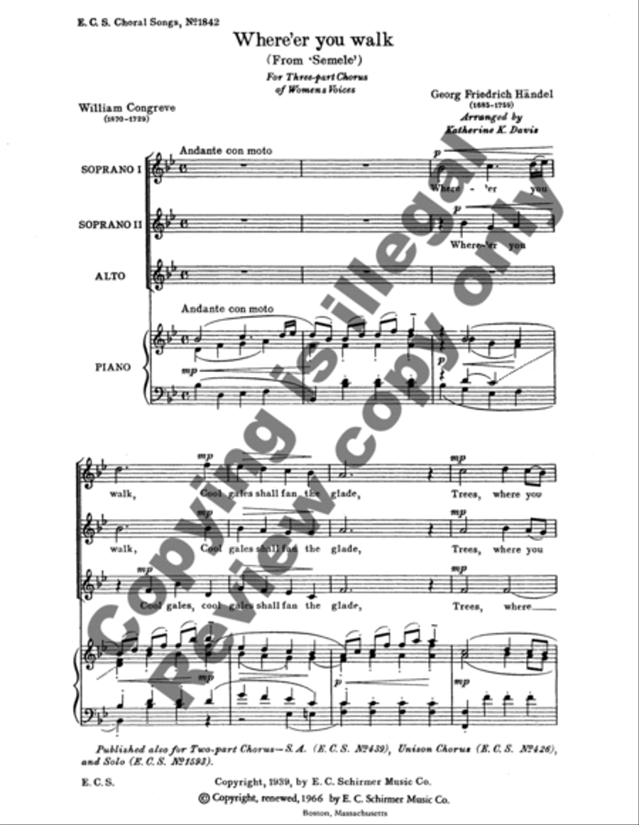 Semele: Where'er You Walk SSA scores gallery preview page 6