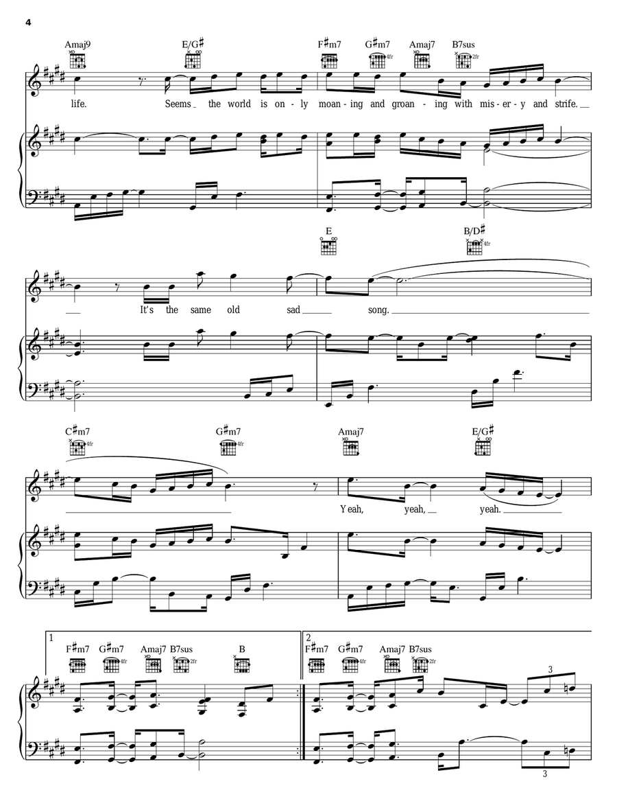 Same Sad Song Piano, Vocal, Guitar scores gallery preview page 4