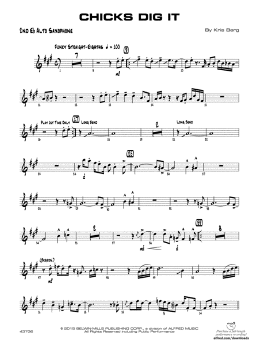 Chicks Dig It: 2nd E-flat Alto Saxophone Jazz Ensemble scores gallery preview page 1