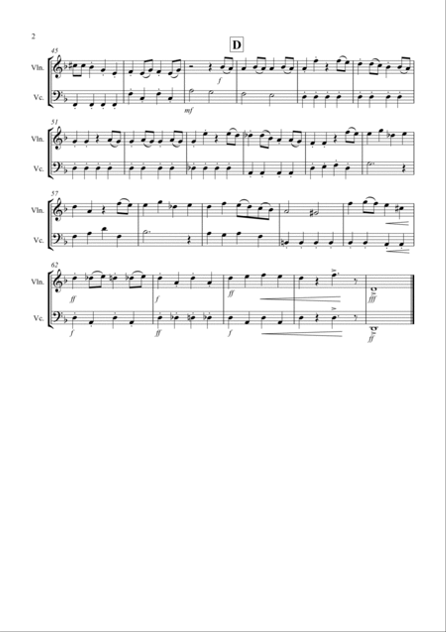 Symphony No.40 (1st movement) for Violin and Cello Duet String Duet scores gallery preview page 2