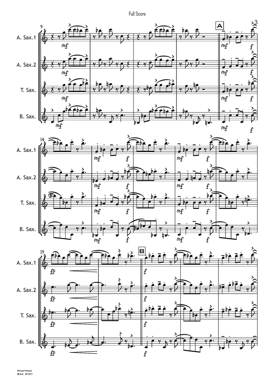 Manteca Saxophone Quartet scores gallery preview page 3