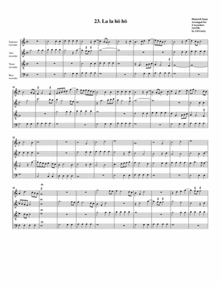 23. La la hö hö (arrangement for 4 recorders)