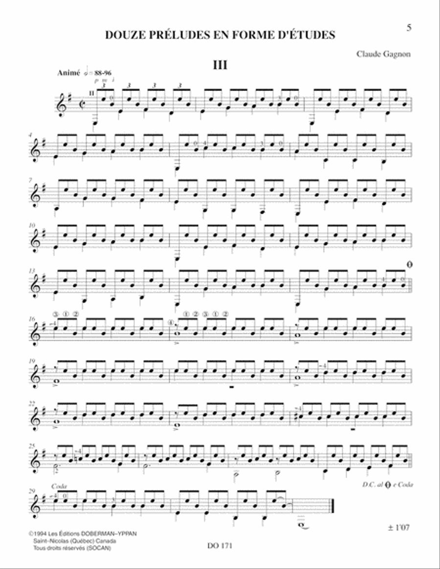 Douze préludes en forme d'études Classical Guitar scores gallery preview page 5