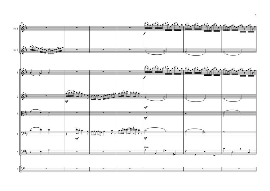 The Arrival of the Queen of Sheba for 2 Flutes & Orchestra Large Ensemble scores gallery preview page 5