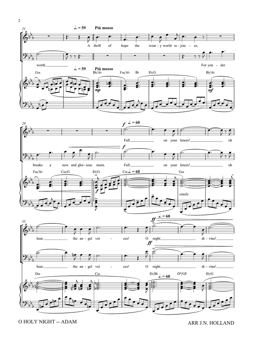 O Holy Night (Cantique de Noel) Adolphe Adam Duet for Baritone and Soprano (Tenor) Vocal Duet scores gallery preview page 4