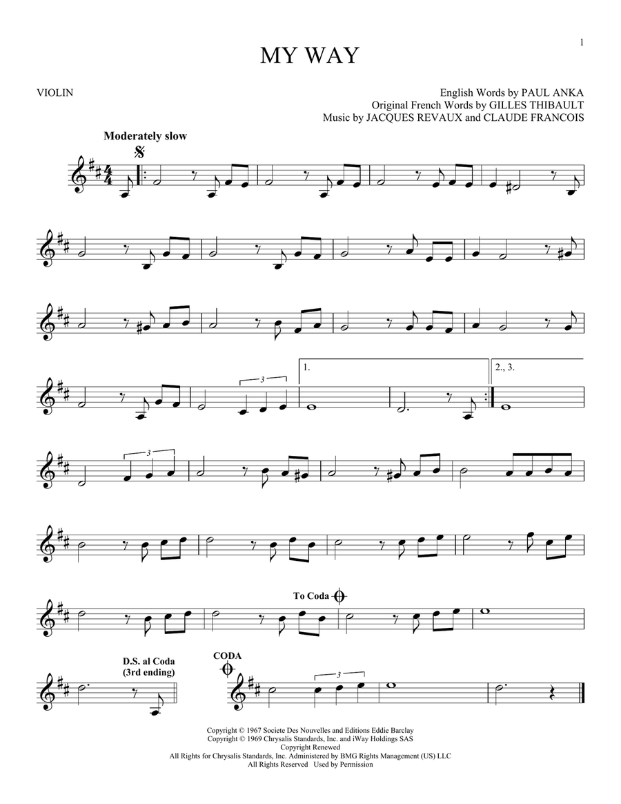 My Way Violin Solo scores gallery preview page 1