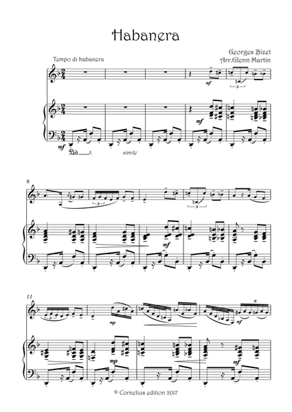 Bizet Carmen. Habanera "L'amour est un oiseau rebelle" arranged for Alto Saxophone & Piano image number null