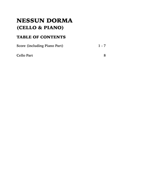 Nessun Dorma (Cello and Piano) image number null