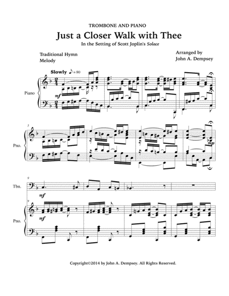 Just a Closer Walk with Thee (Trombone and Piano) image number null